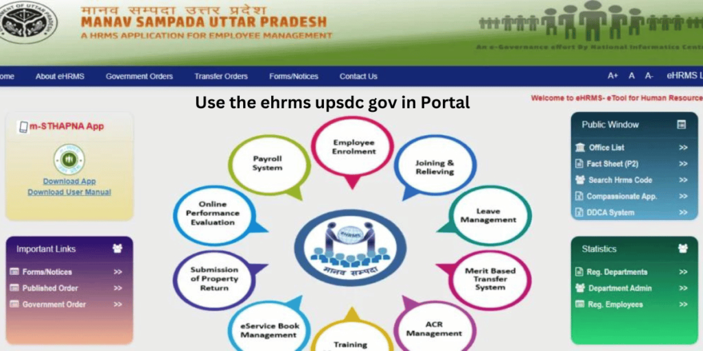 This emage showing a Use the ehrms upsdc gov in Portal